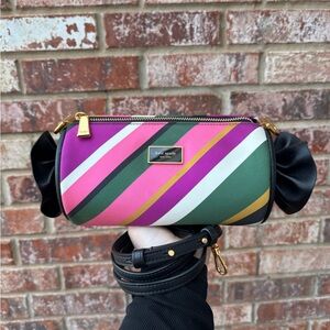 Kate Spade Pink and Green Striped Clutch